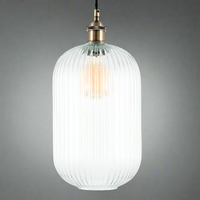 Tall Clear Glass Ribbed Pendant 140 cm (with flex)