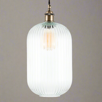 Tall Clear Glass Ribbed Pendant 140 cm (with flex)