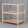 A really useful three tier side table in a beautiful pale oak colour.&nbsp; The three rectangular shelves are supported by four corner legs, which are subtly carved near the joints. Each tier provides open storage space, so practical in your living area.&nbsp; Great for use as a side table or as a small storage unit with its clean and versatile aesthetic it will work well in so many different interior styles.