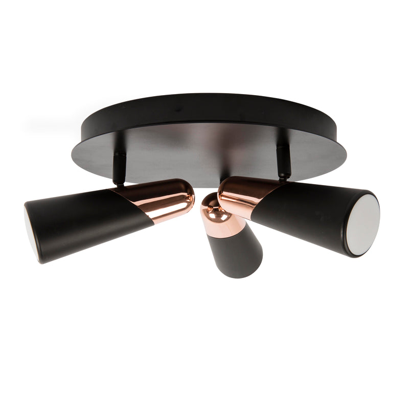 3 Light Black & Copper Ceiling Light