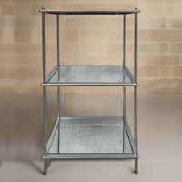 3 Tier Silver Metal & Glass Table W: 41 cm