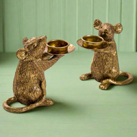 Gold Mice Candle Holders / Pair