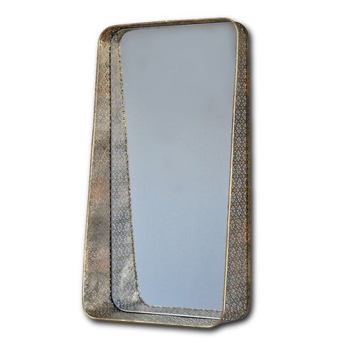 Golden Pierced Moroccan Gilt Mirror with Shelf REDUCED