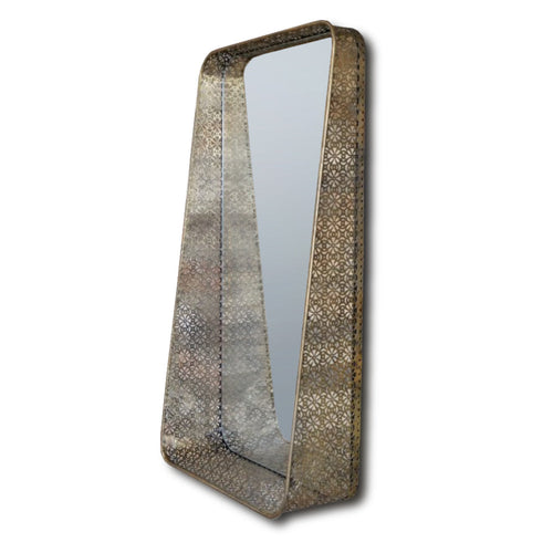 Golden Pierced Moroccan Gilt Mirror with Shelf REDUCED