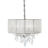 5 Branch Chrome Crystal Chandelier With Silver Shade
