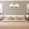 Brushed Gold 5 Shade Chandelier W: 60 cm (Flush or Chain Light )