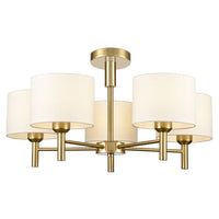 Brushed Gold 5 Shade Chandelier W: 60 cm (Flush or Chain Light )