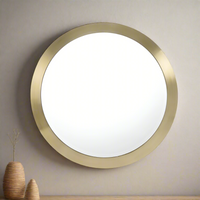 Brushed Brass Circular Mirror 75 cm