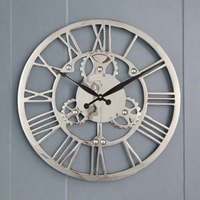 Polished Nickel Skeleton Wall Clock 46 cm