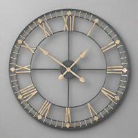 Black & Gold Skeleton Clock 80 cm