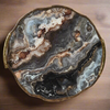 Agate Effect & Gilt Metal Tray 40 cm