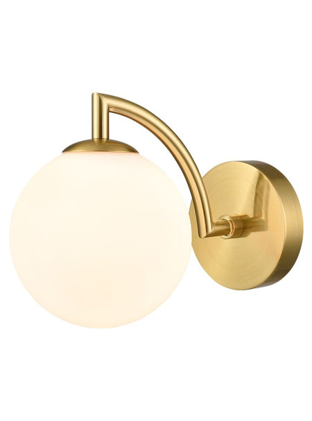 Brushed Gold & Ribbed Glass Wall Light - IP44