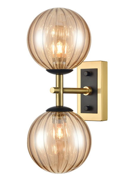 Smoked White and Gold Wall Light - Glass Prism - 35cm