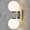 Aged Brass & Matt Black Dual Wall Light With Opal Glass IP 44 - 30 cm