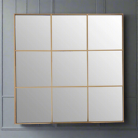 Square Gold Painted Window Mirror 95 cm