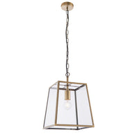 Antique Brass trapezoid shaped glass lantern, perfect hall or porch light. It has an simple yet elegant look that suits a period house or the most contemporary interior.