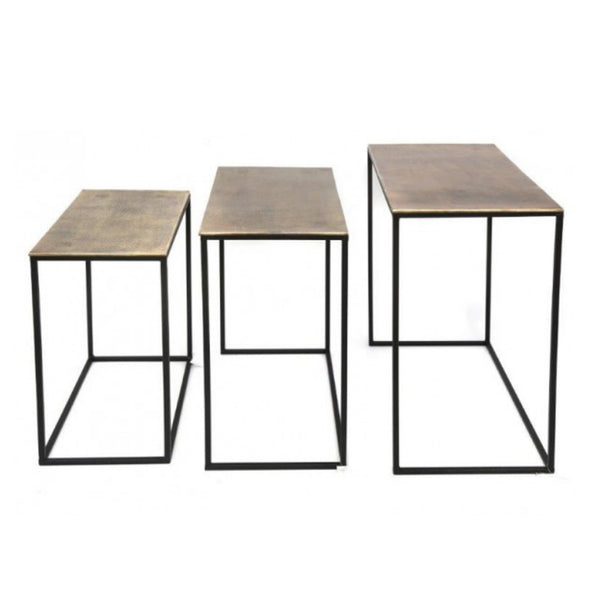Antique Bronze Top Side Tables - set of Three