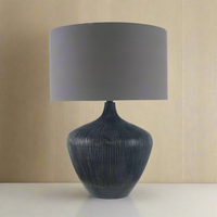 Large, antique black wooden lamp base with dark grey linen shade. Statement lamp, large enough to add a design touch to any room.

H: 48 cm W: 35 cm