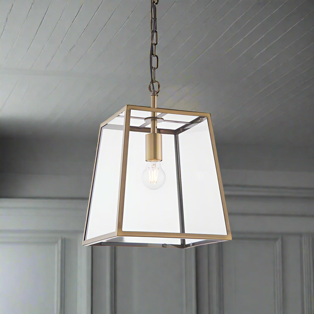 Antique Brass Metal & Glass Lantern Light