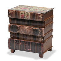 Featuring five antique style classic books drawers stacked upon each other.  Three large pull out drawers and two more slender draws offer useful storage space perfect as an eye catching sitting room or lounge side table or as a bedside table. 