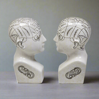 Antiqued Ceramic Phrenology Head Bookends