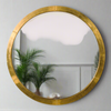 Gold Gilt Metal Circular Mirror 91 cm