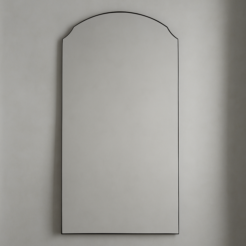 Extra Large Black Arched Slimline Mirror 180x100cm
