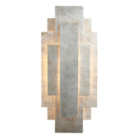 Silvered Deco Wall Light in Art Deco style with layered rectangular panels and aged silver finish. Ideal for vintage-inspired interior wall lighting.