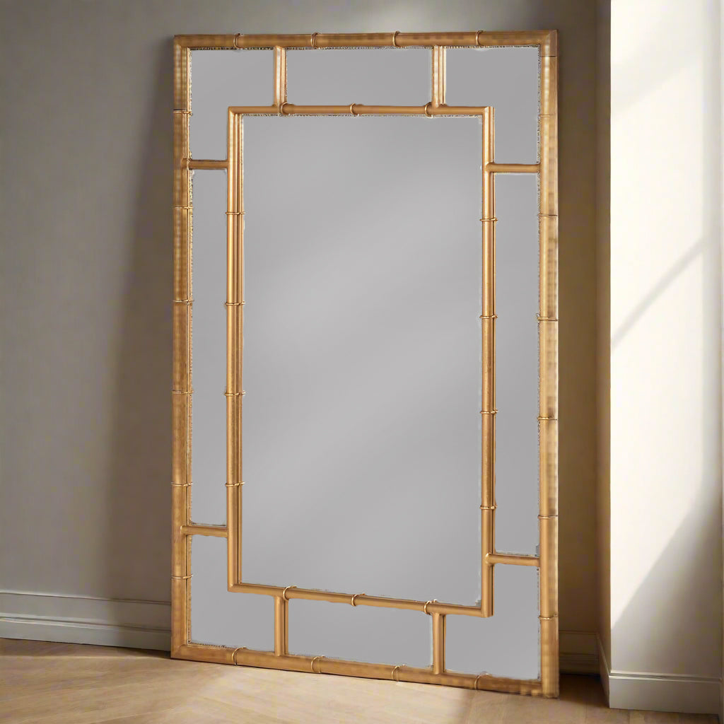 This gold metal bamboo mirror is ideal for adding the illusion of space while it's simple design will add interest to a room.&nbsp; The bamboo design to the frame is a classic copy of antique mirrors to give an added touch of vintage luxury.&nbsp; Perfect hall mirror, would also work well as an overmantle.