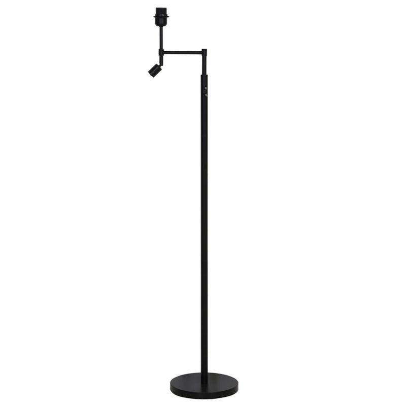 Tall black floor lamp with integral LED adjustable reading light. Perfect floor lamp, will spread light from the bulb at the top and you can adjust the integral reading lamp, positioning it so that you can read with ease.
