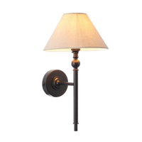 Very simple, classic shaded wall light in matt black metal. The neutral shade is a perfect addition, totally classic. This wall light is a great bedside wall light