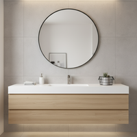 Black Round Mirror - 100cm