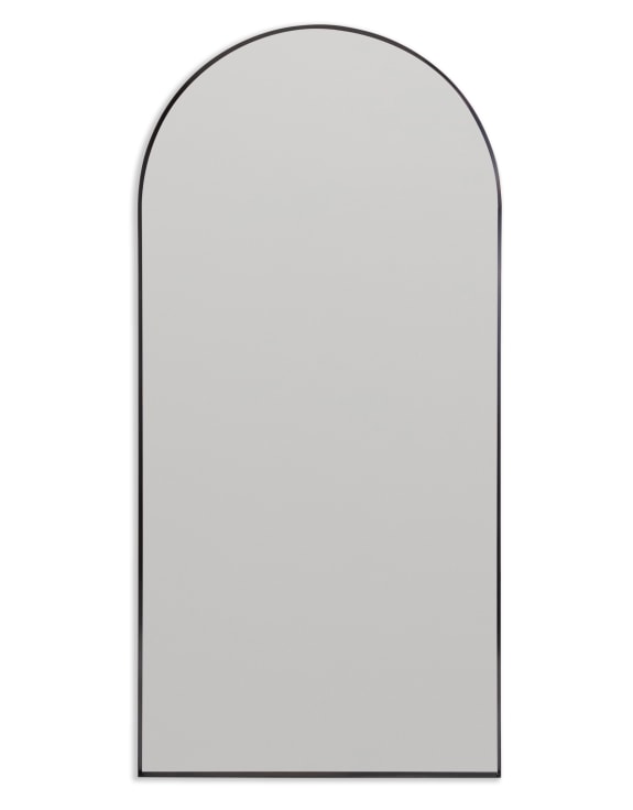 Tall Black Metal Arched Wall Mirror 155 x 75 cm
