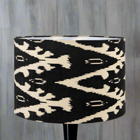 Black Cotton Ikat Patterned Lamp / Pendant Shade - 40/35/30 cm