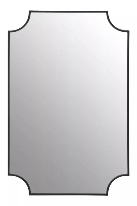 Black Window Mirror with Shelf 62 cm