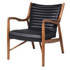 Black Ribbed Leather and Wooden Chair H: 83 cm