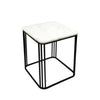 White Marble Topped Side Tables With Black Metal Legs