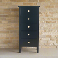 Tall 5 drawer chest. With a smaller footprint than a conventional chest of drawers, tallboys are a space saving storage solution. A perfect alternative to a wide chest of drawers.