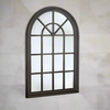 Black Wooden Arched Window Mirror  119 cm