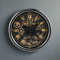 Moving Cog Clock Black & Gilt 53 cm