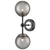 Black Glass Ribbed Globe Double Wall Light