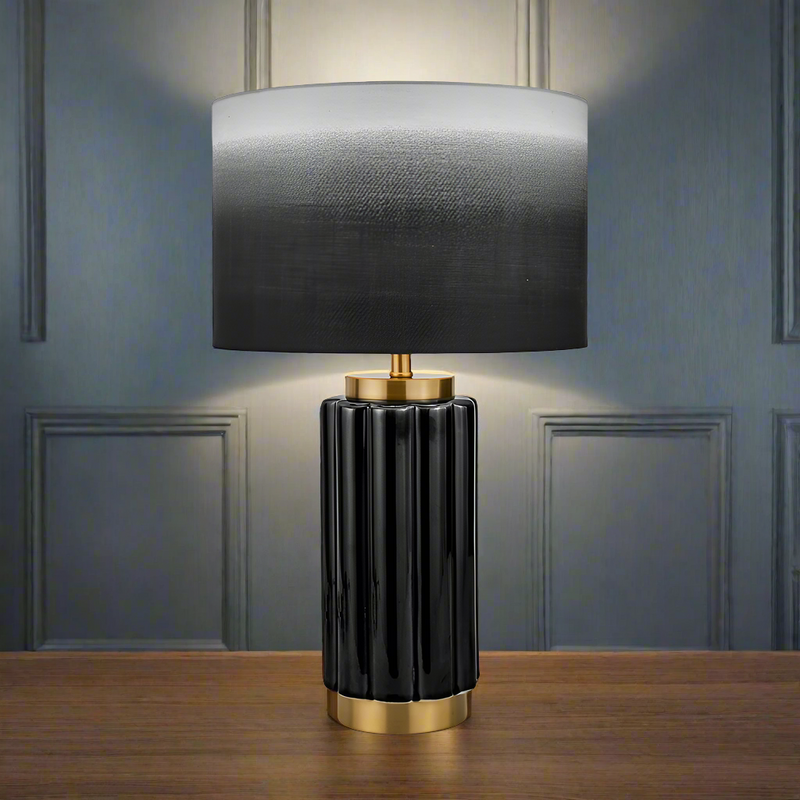 Black & Gold Lamp with Ombre Shade 47 cm