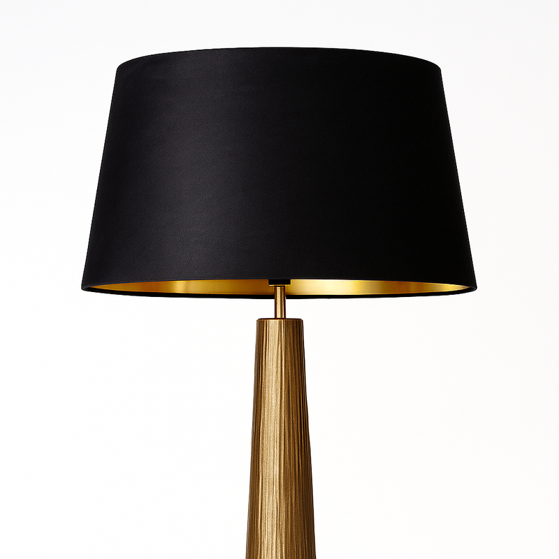 Oversized Black Velvet Lampshade with Gold Lining