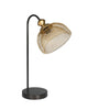 Black Table Lamp with Brass Mesh Shade
