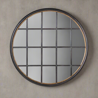 Round Black Window Mirror 120 cm