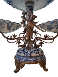 blue &amp; white porcelain tiered centrepiece stand