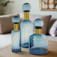 Slim Blue Glass Apothecary Bottle
