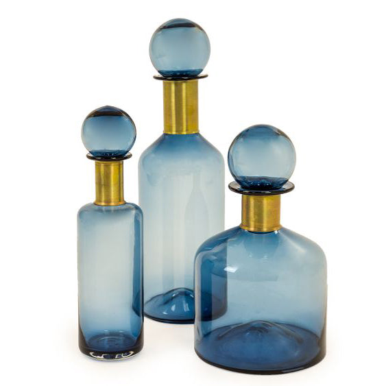 Slim Blue Glass Apothecary Bottle