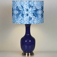 Blue Ceramic Lamp and Shade 70 cm