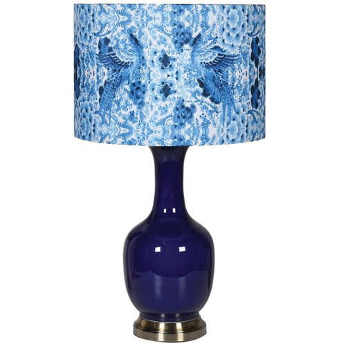 Blue Ceramic Lamp and Shade 70 cm